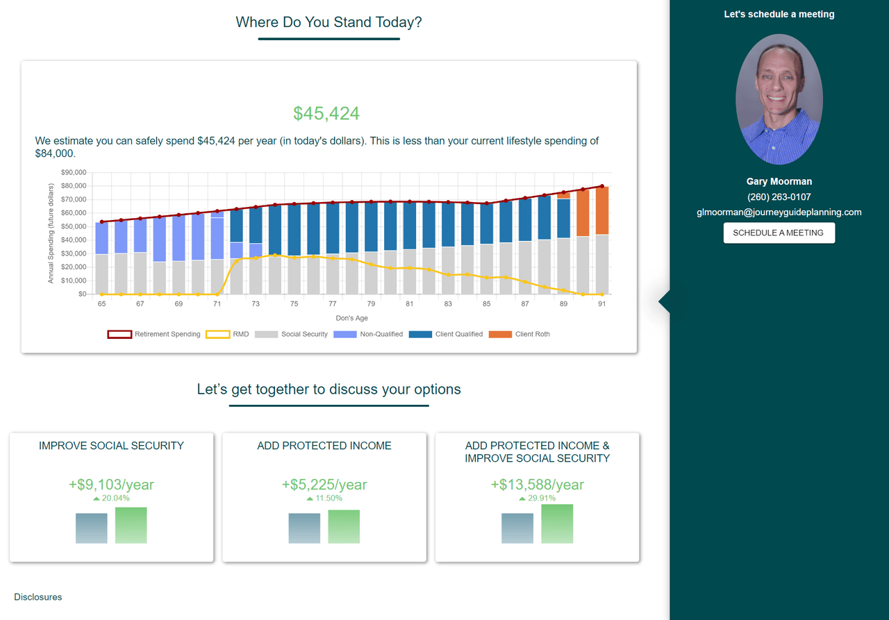 Calculator call-to-action inviting prospects to connect